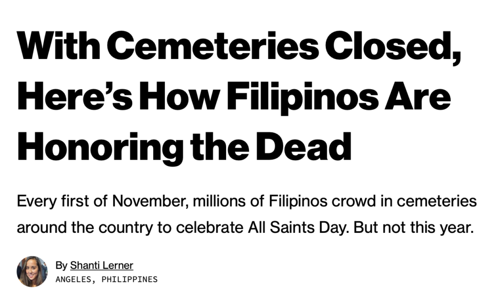 With Cemeteries Closed, Here’s How Filipinos Are Honoring the Dead VICE ARTICLE